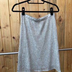 Bebe Midi Silver Sequin Skirt